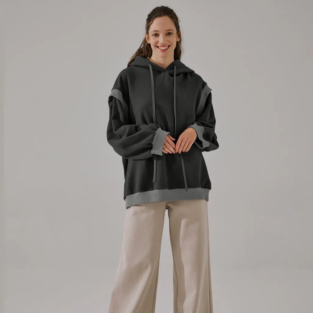 Layered Drawstring Hoodie