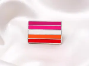 Lesbian Pride Sunset Flag Pin – Rectangle LGBTQ+ Lapel Badge – Aesthetic Pride Accessory – Ally Support Gift