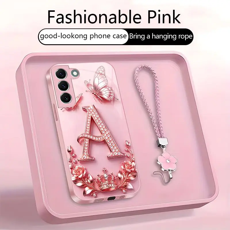 Galaxy S22+ 5G Phone Case - High-End Stylish Letter-Patterned Phone Accessories, 2D Printed (Not 3D), Full-Coverage Protection, Free Lanyard Included！YM99