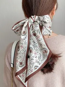 Paisley Cashew Print Silk Scarf, Women's Neck Tie, Soft Satin Neckerchief, Fitted Geometric Pattern, All-Season Accessory