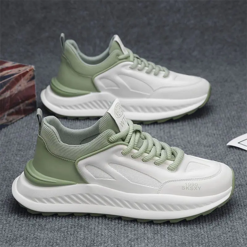 Men's shoes 2024 new summer model, mesh breathable, odor-resistant, lightweight sports thick-soled sneakers, versatile casual white trendy shoes