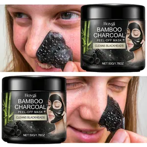 50g * 2 bamboo charcoal cleaning facial mask, containing nicotinamide hyaluronic acid hydrolyzed collagen aloe extract, deeply cleans nose and facial pores, mild ingredients, no irritation/tightness, dirt absorption, Hydrating, moisturizing, smoothin