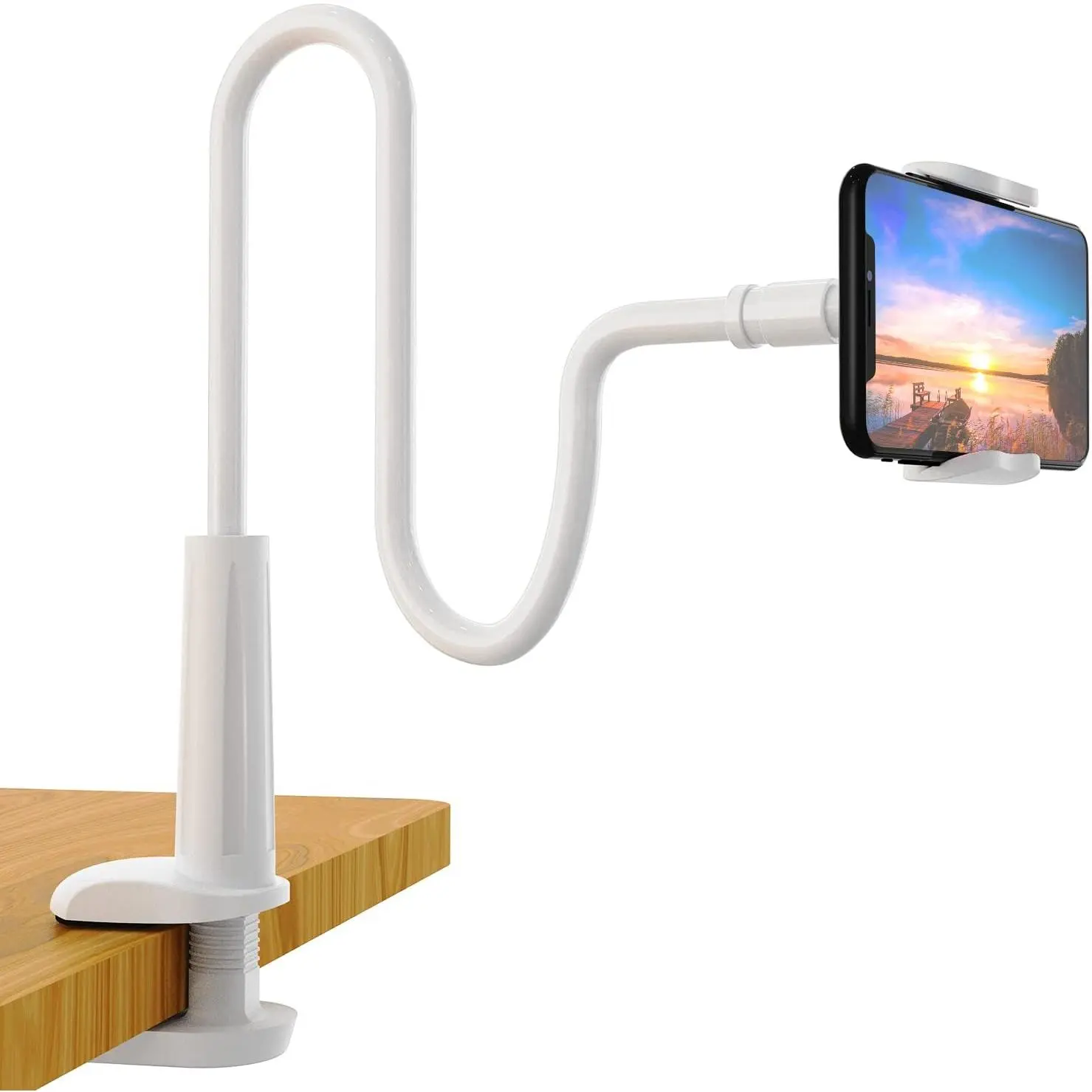 Phone Holder Bed Gooseneck Mount - Flexible Arm 360 Mount Clip Adjustable Bracket Clamp Stand Compatible with Cell Phone 11 Pro XS Max XR X 8 7 6 Plus 5 4,  S10 S9 S8 for Bedroom Desk