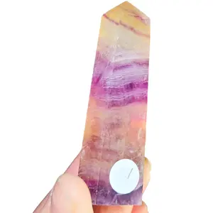 Watermelon Fluorite Crystal Tower - Banded Orange, Pink, Green - Multiple Available
