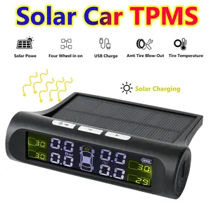 Car Security Essential - Smart TPMS Tire Pressure Monitoring System Solar Charging Auto Alarm Digital Display