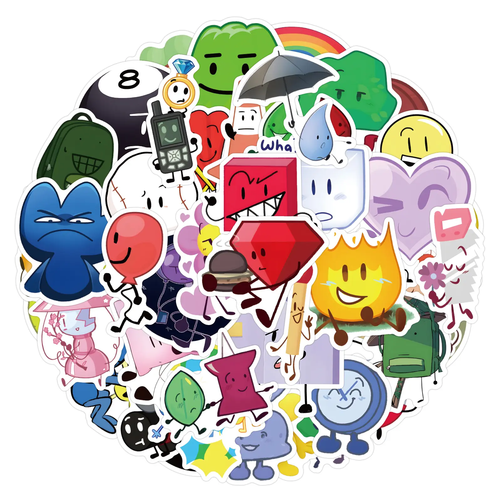 Battle for Dream Island Cartoon Graffiti Stickers, Decorative Decals for Luggage Water Bottles Fridge Phone Laptop Skateboard Automotive Decals Car Sticker for Cars Cool Car Decoration
