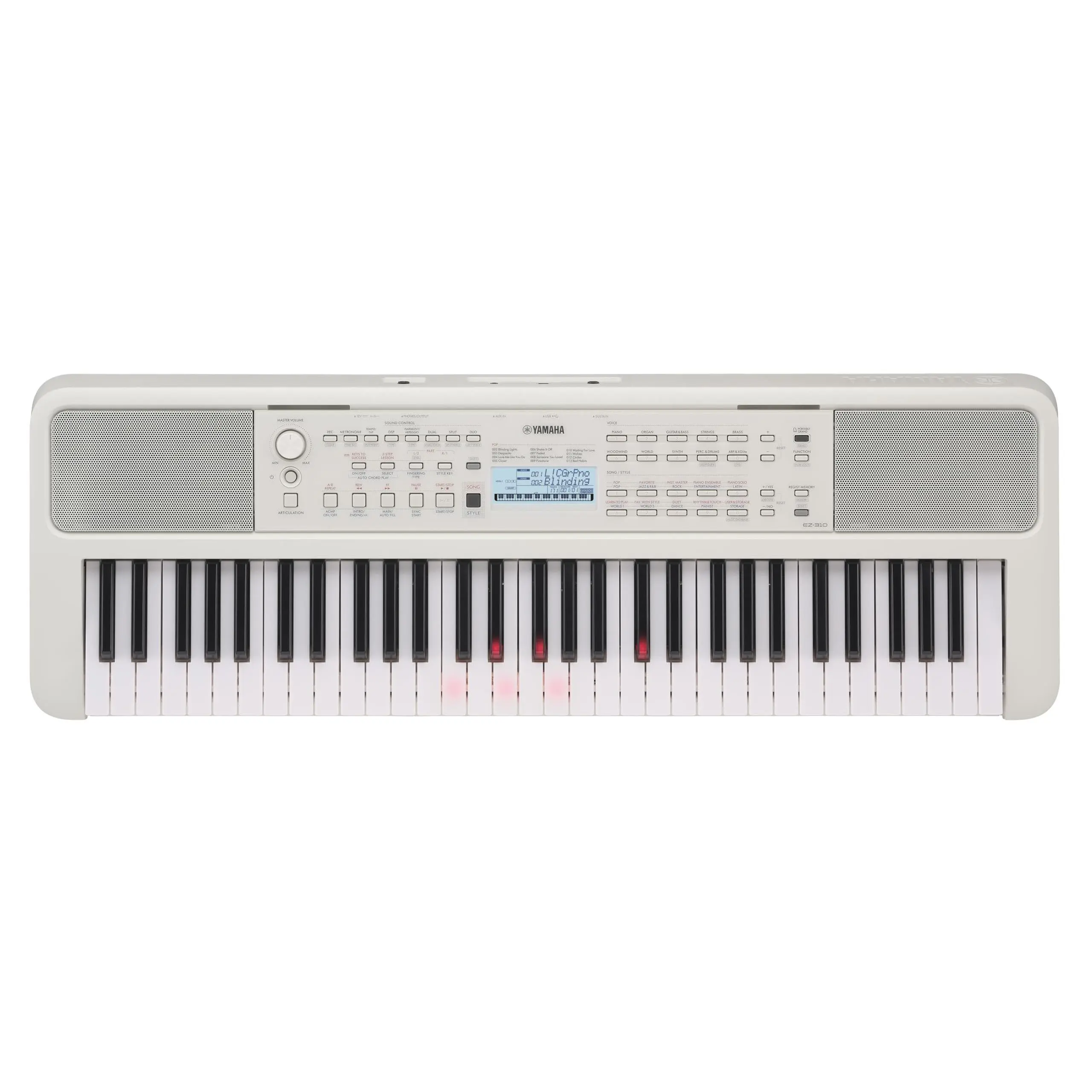 Yamaha 61-Key Portable Keyboard with Lighted Keys for Easy Learning, Music Rest, and Power Adapter EZ310