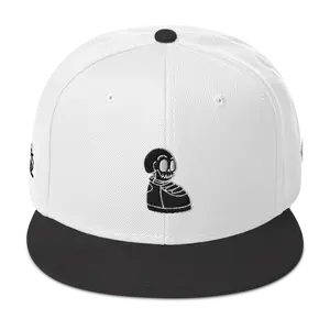 KICK HEADZ Logo White Snapback Hat w/ Black Brim