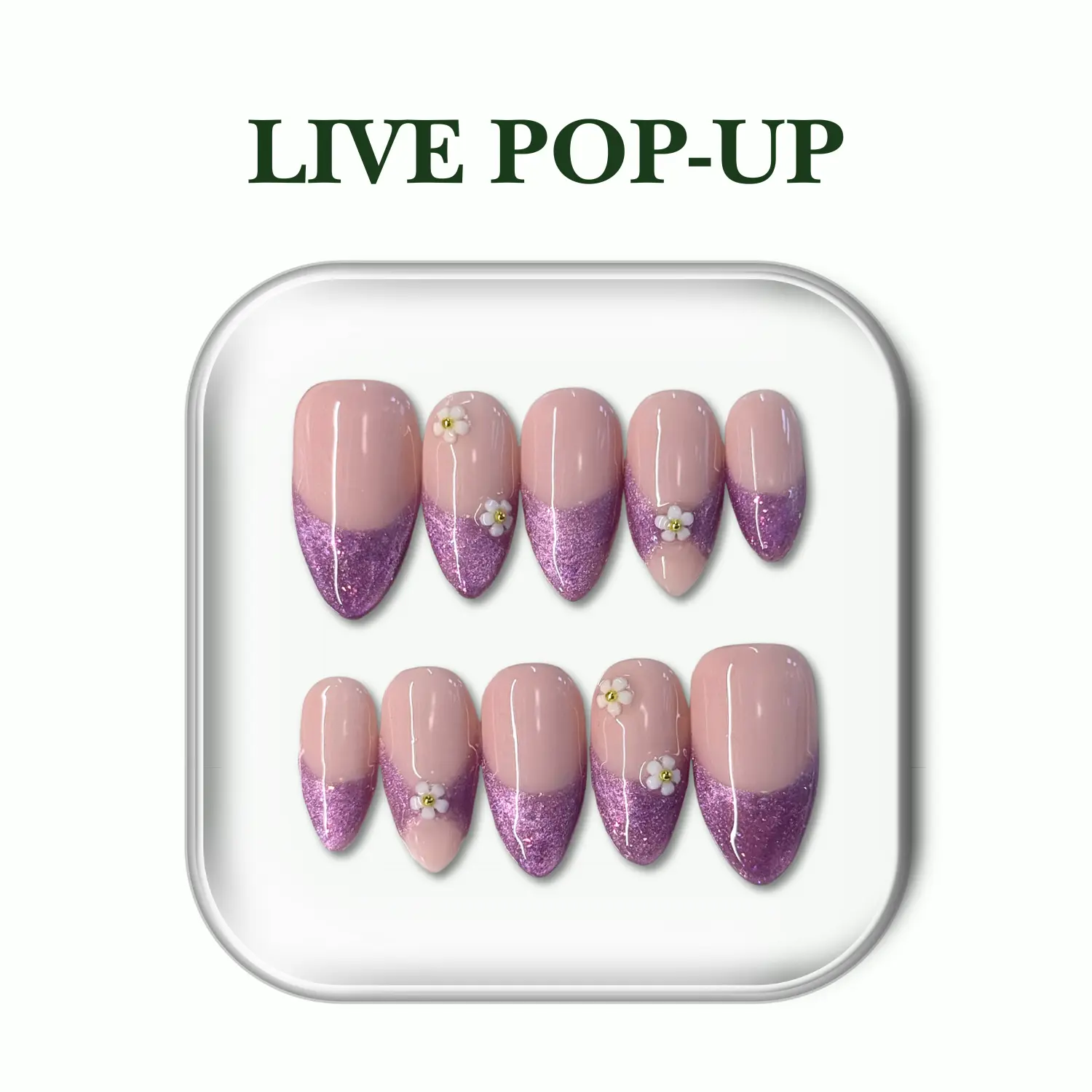 NailPhoria LILAC VEIL - Handmade Press-On Nails | Reusable, Salon-Quality, Long-Lasting, Glossy Design