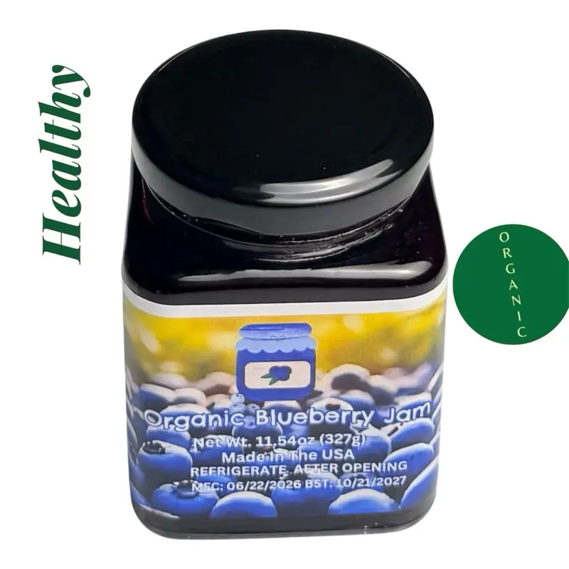 A&J Jamming Kitchen Organic Blueberry Dip Jam - Sweet, Sugar-Free Natural Snack with Fiber & Antioxidants, Reduced Sugar Content - Perfect for 2 Key Occasions, Taffy Flavor  Spread
