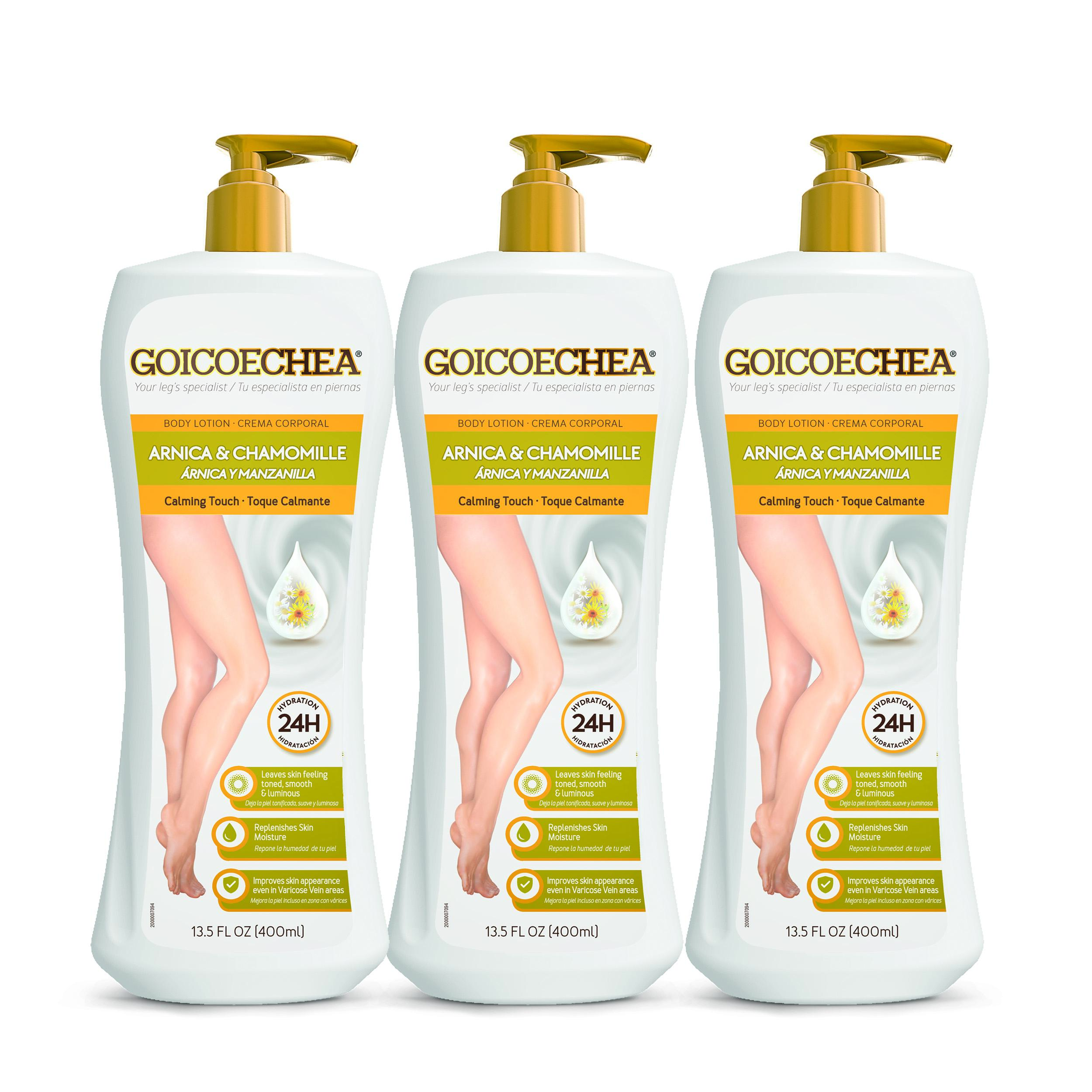 Goicoechea Calming Touch Body Lotion with Arnica & Chamomile, Gentle Moisturizers for Normal Skin, Soothing Cosmetic Body Care, 13.5 oz, 3-Pack