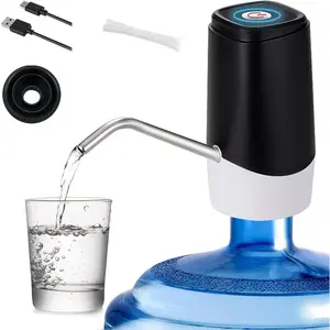 5 Gallon Water Dispenser, Portable Automatic Water Jug Pump, Electric Water Bottle Pump with Switch and USB Charging,Mini with Silicone Hose for Camping, , Office（Black）