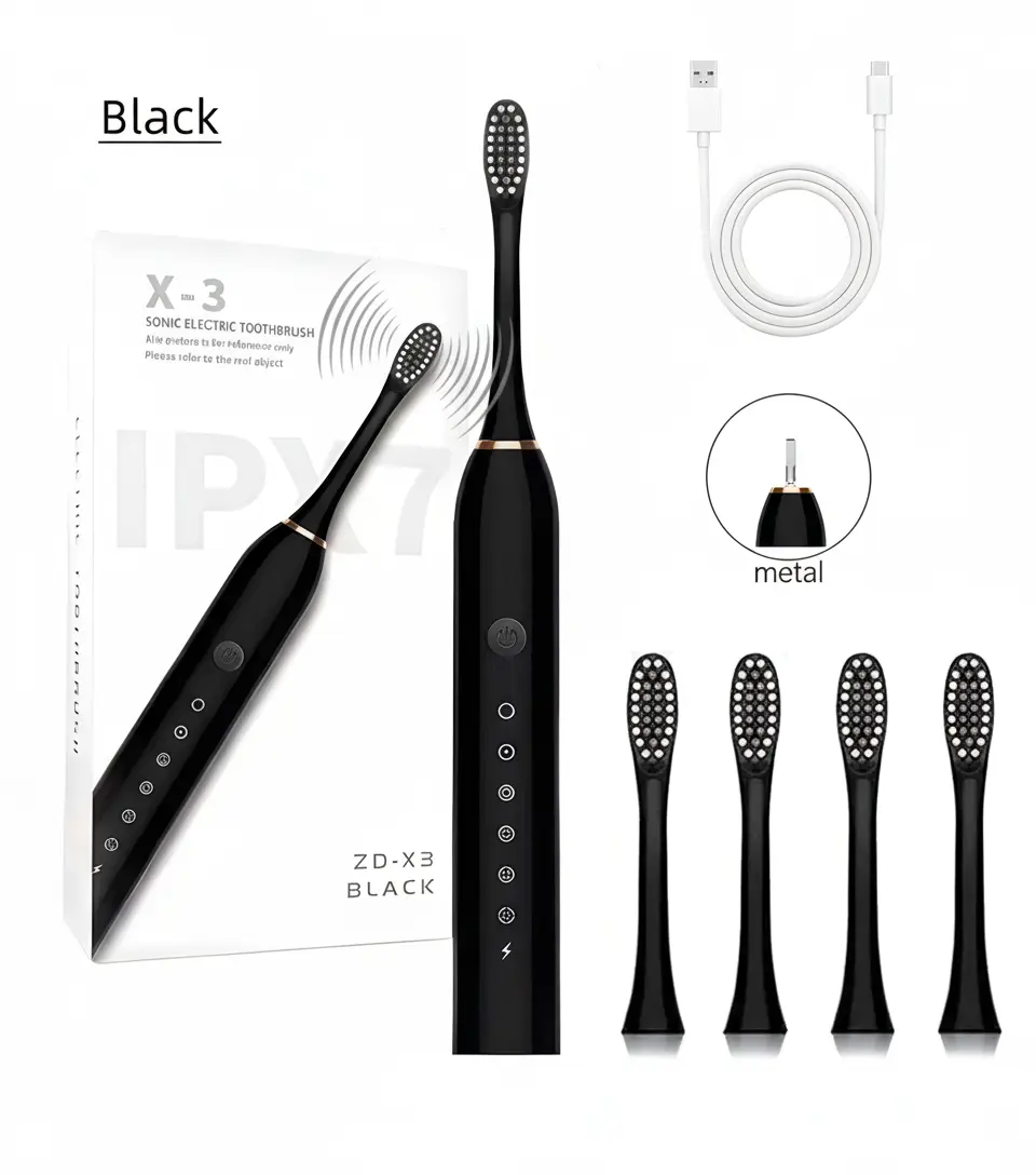 Adult Sonic Electric Toothbrush, USB Rechargeable Sonic Toothbrush with 4 Brush Heads, 40,000 Strokes/Minute Deep Cleaning, 2-Minute Smart Timer, 6 Cleaning Modes, IPX7 Waterproof Electric Toothbrush