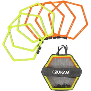 Hex Agility Rings for Speed Training & Agility Footwork Training Speed Hurdles Ladder with Carrying Bag (6 Rings)