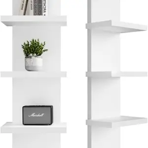 Floating Shelves Wall Mounted Farmhouse Style, Bedroom Bathroom Storage Rack, Living Room Hanging Shelf, Kitchen Decor Floating Rack, Wall Mount Organizer (5 Layers)