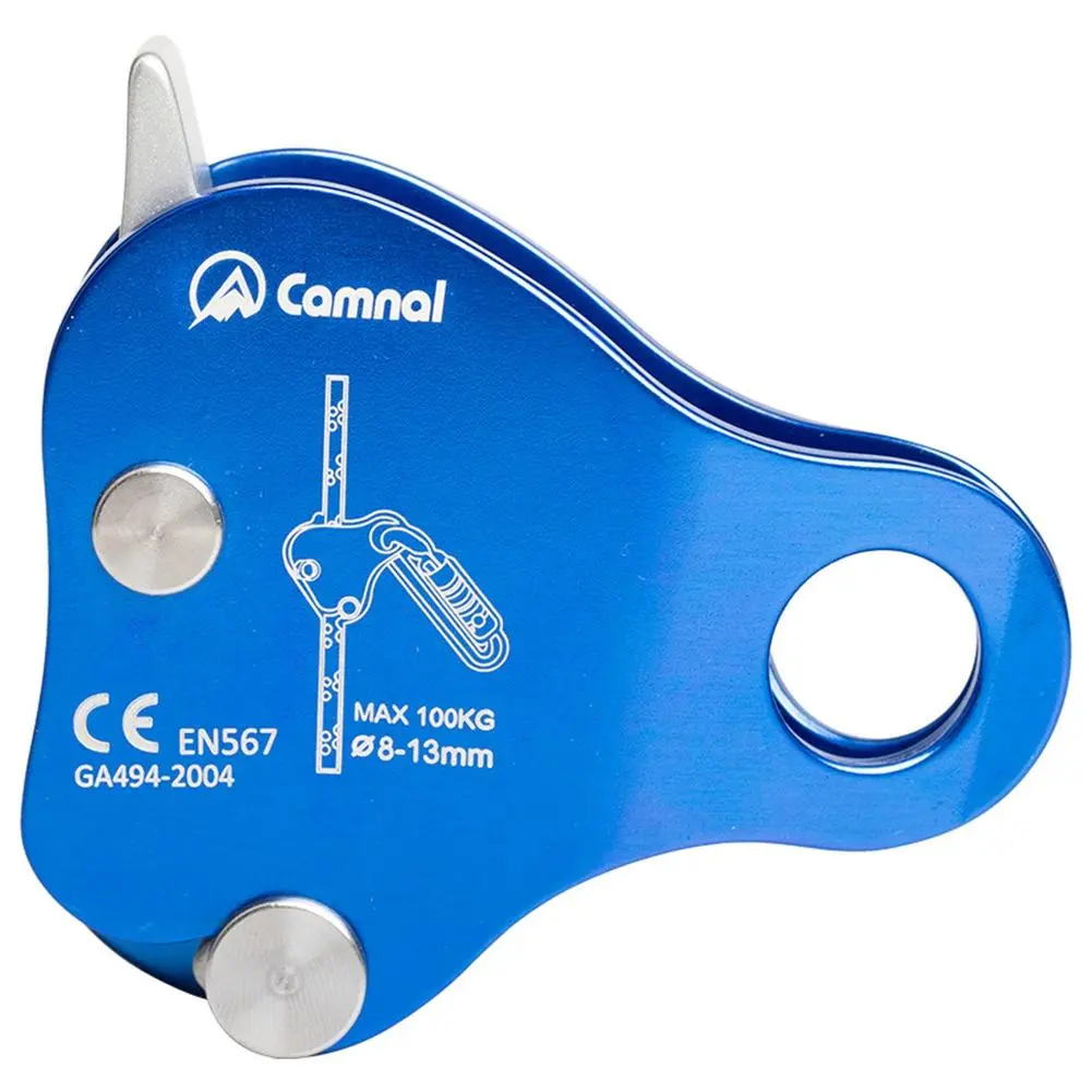 Compact Climbing Ascender Rope Grab, Durable Anodized Aviation Aluminum Rigging Device for Tree Climbing, Fits 8-13mm Single Rope, 220 lb Capacity, Blue, 7075 Aviation Aluminum, 76 X 74Mm, Aluminum Alloy, Climbing Tree Equipment