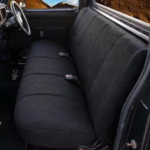 Heavy-Duty Stretchable Truck Bench Seat Cover for Ford for Chevrolet for Dodge Trucks Full Size Pickup Trucks, Sandwich Fabric with Storage Pockets - Black