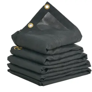 VEVOR Dump Truck Mesh Tarp, 7 x 14 ft, PVC Coated Black Heavy Duty Cover with 5.5" 18oz Double Pocket, Brass Grommets, Reinforced Double Needle Stitch Webbing Fits Manual or Electric Dump Truck System