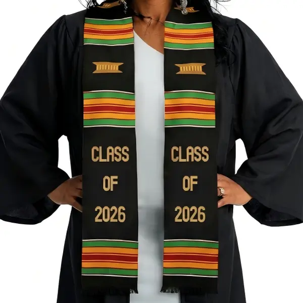 Artisan-Crafted Kente Graduation Stole, Premium Fabric African Heritage Cultural Scarf, Gift for Class of 2026 College Graduates, Artisans