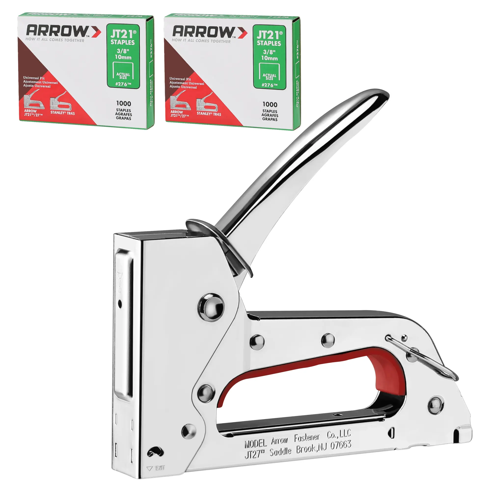 #fathersdaygift Arrow JT27 Light Duty Staple Gun Kit, Thin Wire Stapler with 2000 Pieces JT21 3/8" Staples, Lightweight Chromed-Steel Housing