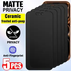 5-Piece Matte Privacy Screen Protector Set, Compatible with iPhone Models, Anti-Fingerprint, Scratch-Resistant, Oil-Proof