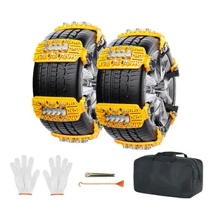 6 Pack Tire Snow Chains, Adjustable Universal for Car SUV Pickup Truck Thickening Anti-skid Snow Tire Chains for Tire Width 165-275mm, with Tool Kit