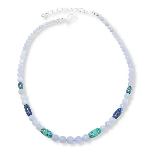 Mine Finds by Jay King Blue Chalcedony & Milpillas Azurite Malachite Bead Necklace