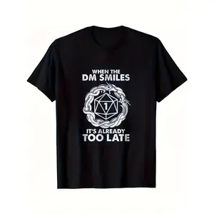 Funny Dungeons & Dragons T-Shirt - "When The DM Smiles It's Too Late" Tabletop RPG Gamer Tee - Heavyweight 180GSM  Shirt for DMs, Players, Gamers - Birthday/Valentine's Gift for D&D Fans - Men & Women (S-XXXL, Black), Gaming Apparel grandma's  favorite  s