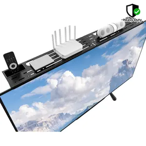 1pc Adjustable TV Top Shelf with 2 Storage Boxes Heavy-Duty Floating Design Space-Saving Media Console Compatible with Speakers Game Consoles Ideal for Home Entertainment Setup