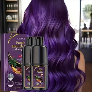 Purple Hair Dyeing Shampoo 2-piece Set - Hair Coloring, Natural Plant Ingredients, Gentle Hair Care and Dyeing, Plant Formula Does Not Harm Hair Quality, Effectively Covering White Hair, Making Hair Dazzling, Suitable for Various Festivals