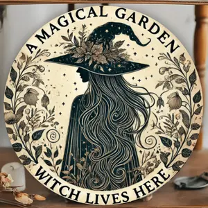 1pc Cast Iron Magical Witch Wall Art Sign, 7.87in HD Printed Waterproof Dustproof Rustic Spooky Wall Decor Plaque, Whimsical Witchy Things Accent for Home & Cafe Halloween Use
