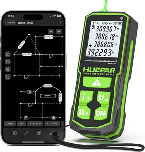 Huepar Rechargeable Laser Measurement Tool, 330Ft Green Bluetooth Distance Meter with APP Control, ±1/16" Precision & Angle Sensor, IP54 Durable for Job Site & DIY