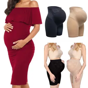 Plus Size Maternity Shapewear for Under Dresses Over Belly Pregnancy Underwear Mid-Thigh High Waist Shorts Panties for Baby Shower Belly Support Underwear High Waist Pregnancy Panties