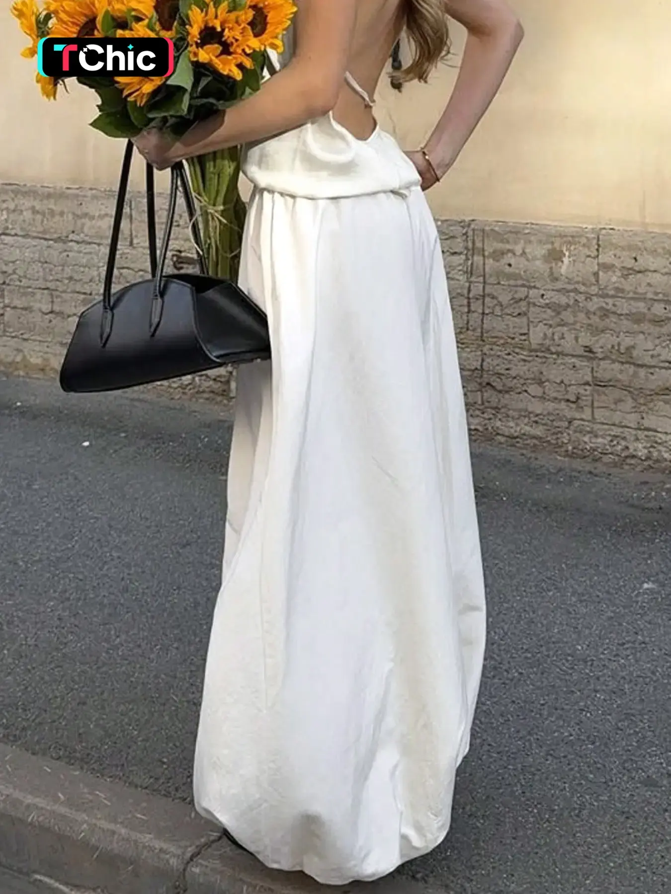 White Elastic High Waist Wide Leg Pants Women Loose Fit Bubble Hem Trousers Casual Streetwear Summer Going Out Bottom Elegant Chic Flowy Balloon Pants Fashion Casual Minimalist Pants Casual Fashion Bottoms Flowing Trousers