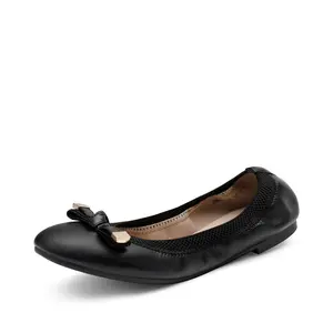 Dream Pairs Women's Foldable Round Toe Ballet Flats with Bowknot Embellishment