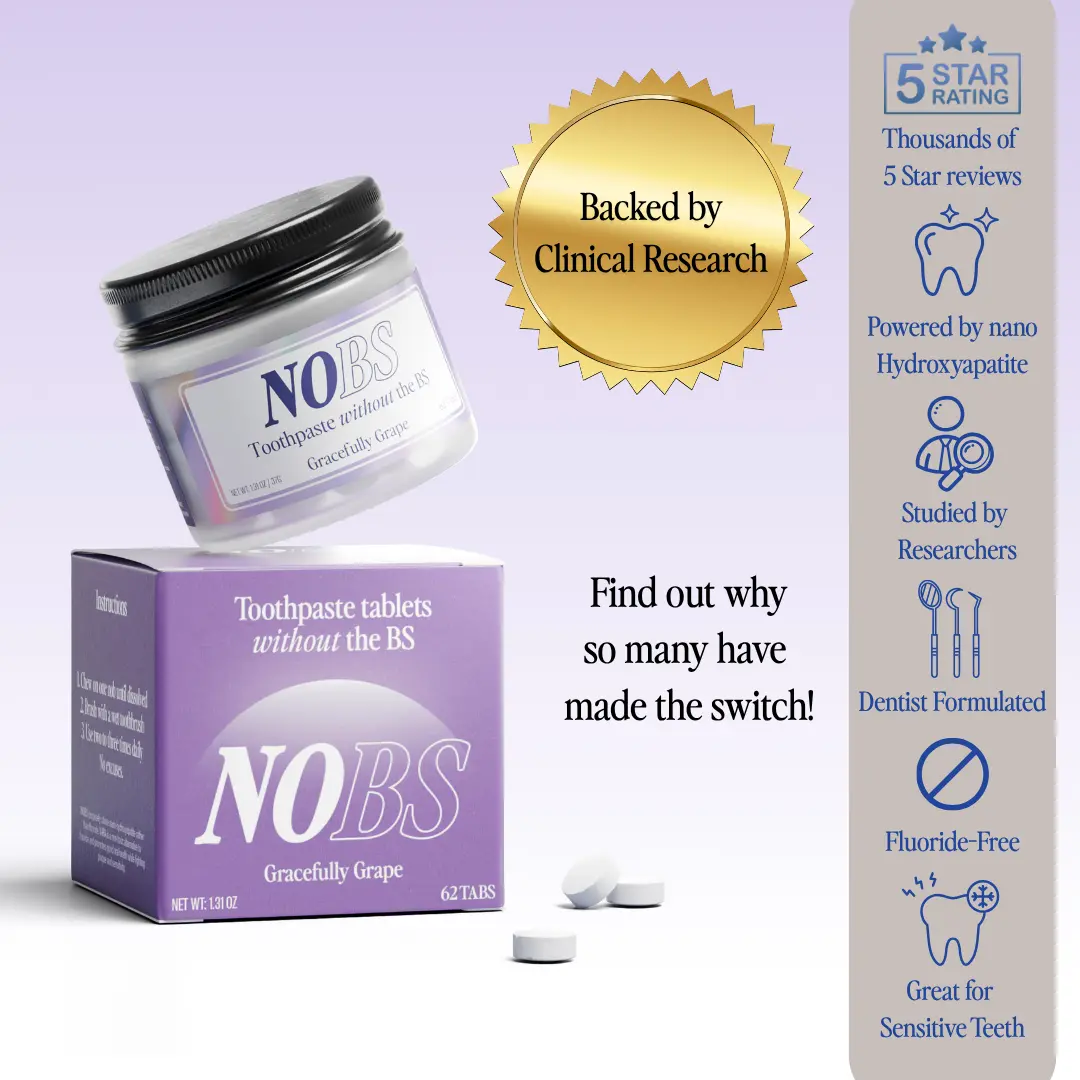 NOBS Toothpaste Tablets (Gracefully Grape) Fluoride-Free Organic Mint Oral Hygiene Essentials *No Plastic* NOBS Toothpaste Tablets (Gracefully Grape) Fluoride-Free Organic Mint Oral Hygiene Essentials *No Plastic*