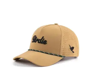 Birdie Rope Golf Hat for Men & Women, Performance Mesh Trucker Cap, Adjustable Leather Snapback Hat, Vintage Tour Patch Baseball Cap, Outdoor Golf Hiking Fishing Hat