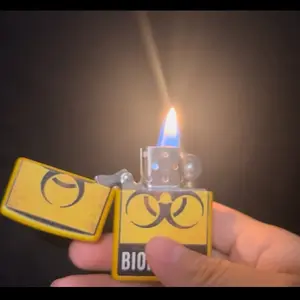 Warning Symbol Metal Lighter – Refillable Flint Wheel Pocket Lighter for EDC Collection（without fuel)