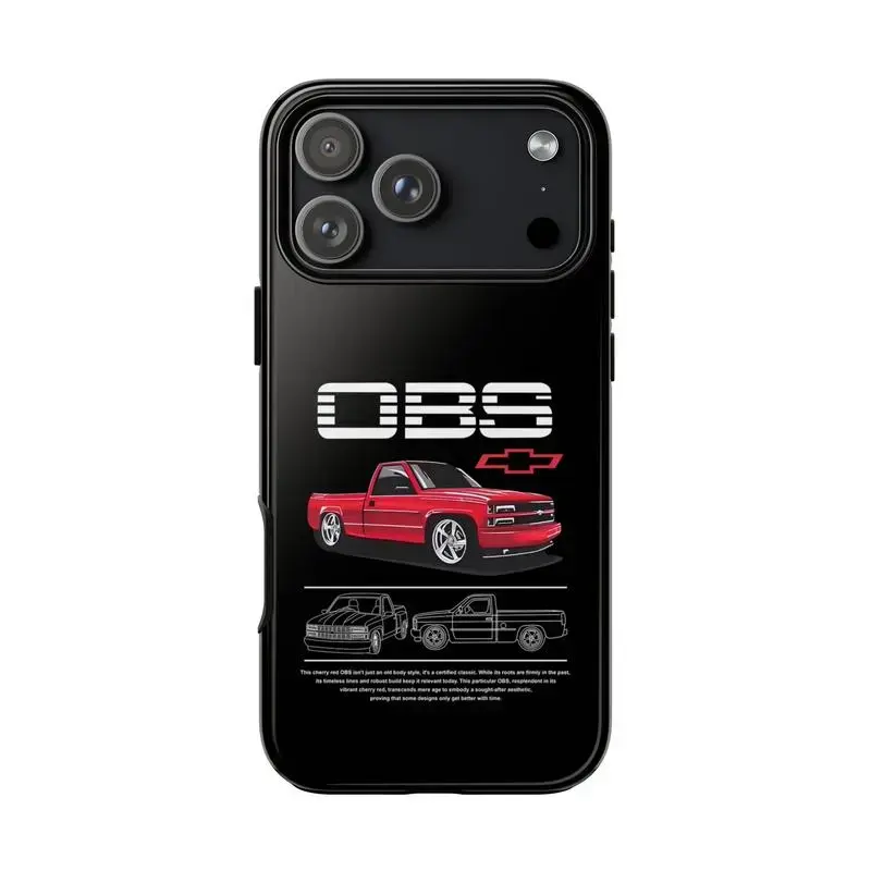 Cherry Red OBS Design Tough Case For iPhone, Phone Case For Chevy Fans, Tough Phone Case Heavy Duty Shockproof Protective Cover for iPhone 17 16 15 14 13 12 11 Pro Max Plus