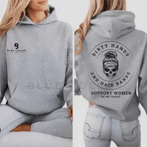 Dirty Hands And Hair Bands Skull Blue Collar Hoodie Sweatshirt And T-Shirt - Support Blue Collar Women - Support Women I Hoodied Hoodies for Men &