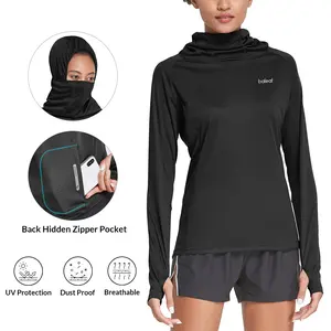 baleaf 2025 Women's Sun Protection Hoodie Face Mask UPF 50+ Long Sleeve Thumbholes UV SPF T-Shirts  Neck Gaiter Fishing Hiking Lightweight Rash Guards