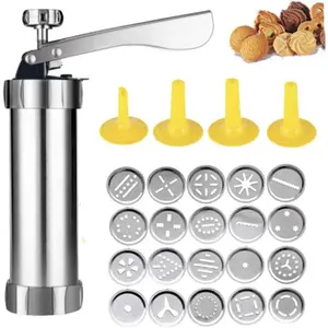 Cookie Press Machine Stainless Steel,Cookie Maker Press Cookie Machine Cake Decorator Pump Machine Biscuit DIY Decorating Presser Icing Syringe Decorator, IDDK 000541 -628- 1442572881 , Silver Aluminium Bakeware