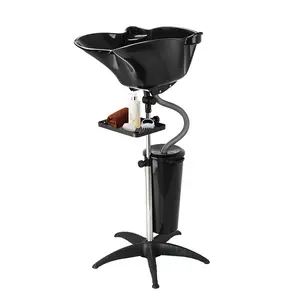 Portable Hair Washing Sink: Height Adjustable Shampoo Basin with Drain Hose - Mobile Salon Wash Bowl with Stand,Tray and Bucket for Home Salon Barber Station