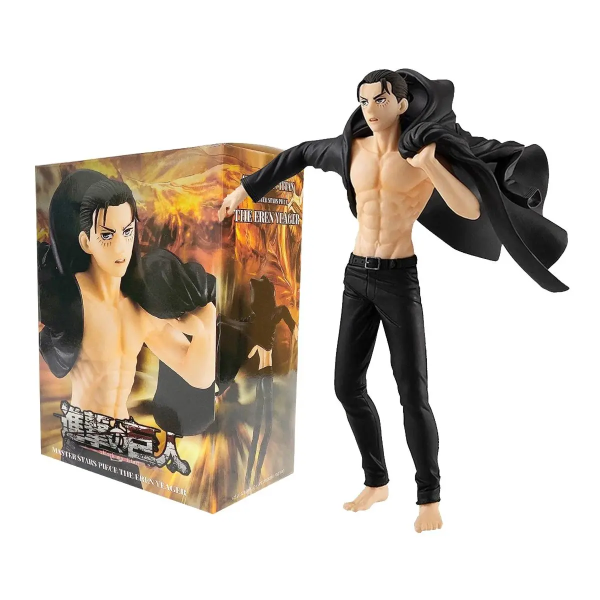 Eren Jaeger (Homeland Version) Anime & Manga Action Figurine, High-Grade PVC High-Temperature Proof Final Season Black Cloak Dress-Up Model, 18cm 180g Toy for Anime Collectors, Toys & Hobbies DIY Specialty Supplies, Figurines