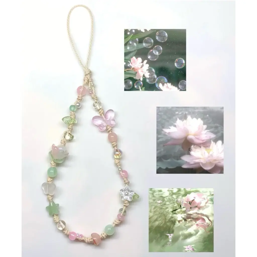 [NEW] 5 Styles Vivid Flowers Butterfly Keyring – Handmade Floral Phone Strap, Cute Flower Keychain