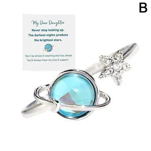 Gift for my Daughter Star & Moon Rotatable Ring for Stress Relief Fidget Ring for Anxiety Relief