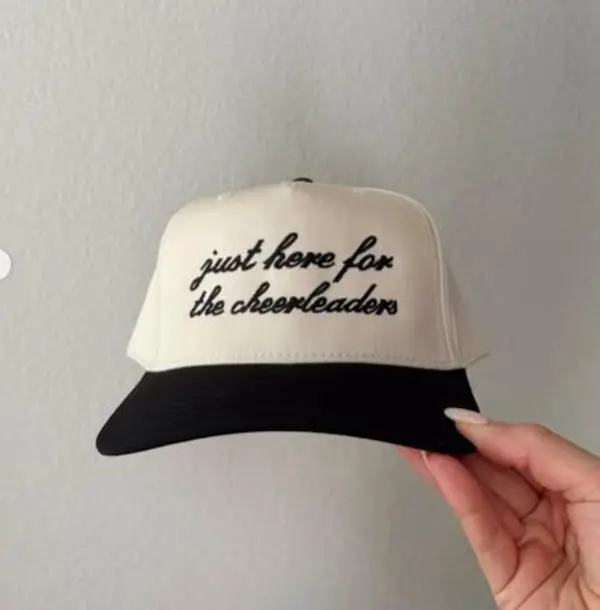just here for the cheerleaders embroidered trucker hat just here for the cheerleaders embroidered trucker hat