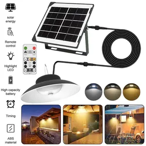 Metal Selfie Stick Tripod | Solar Shed Lights Outdoor Indoor, LED Dusk to Dawn Battery Powered Pendant Lights with Remote Control, IP65 Waterproof for Gazebo Porch Hanging