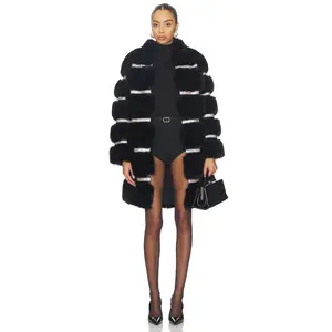 Adrienne Landau Diamond Luxe Coat in Jet Black