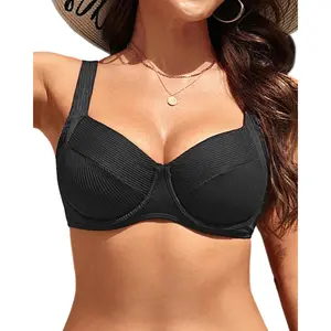 Aqua Eve Women Underwire Bikini Top - Push Up Swim Top Only Ribbed Bra Swimsuit Tops Bathing Suit Tops